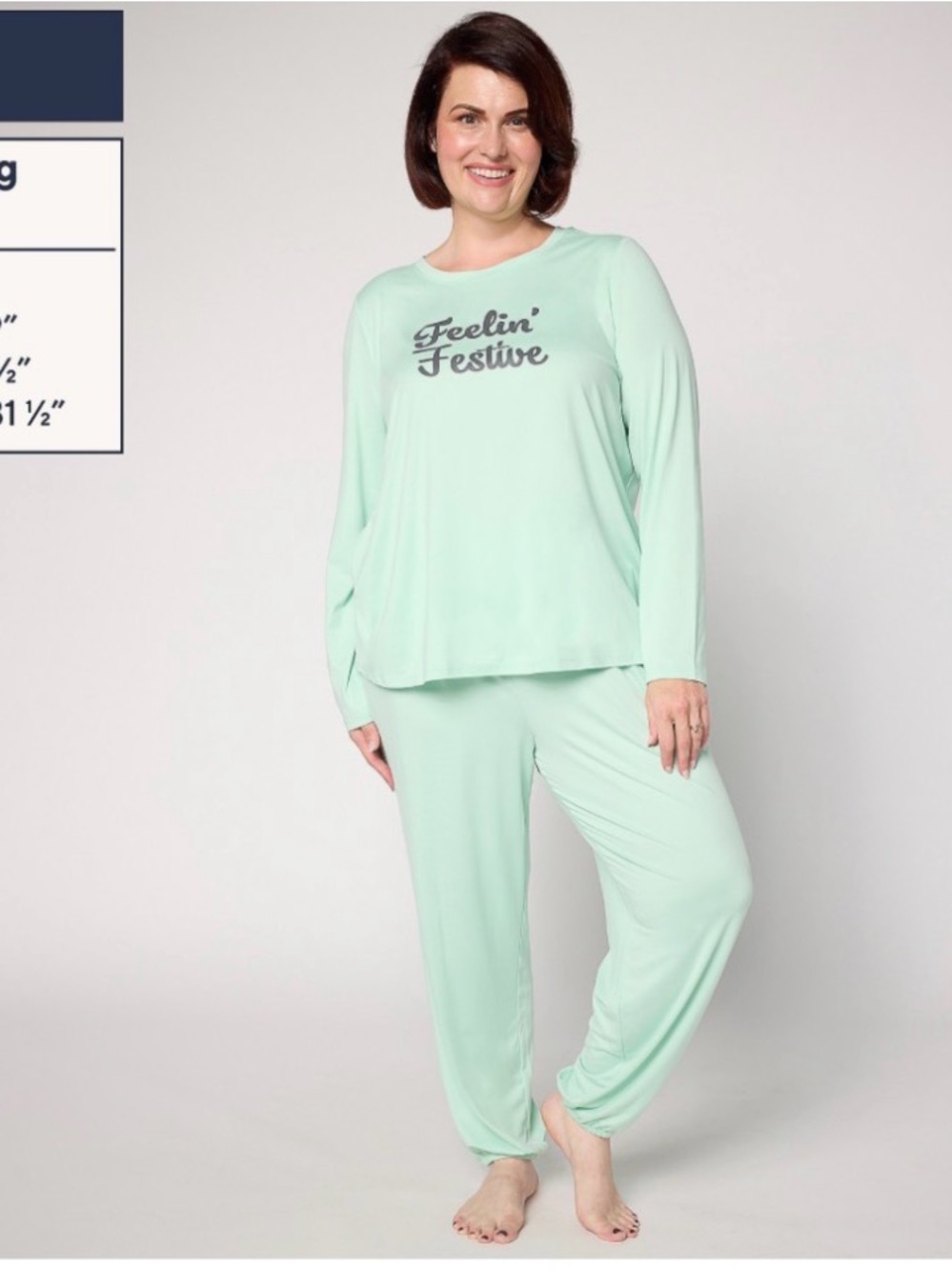AnyBody Regular Lush Jersey Message Top and Jogger Set Size 1X Mint